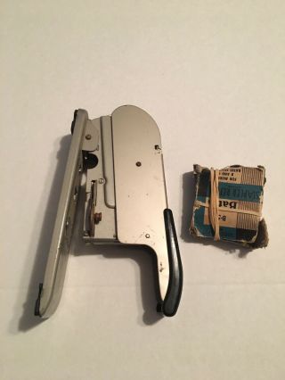 Bates Model C Stapler Vintage With B - 50 Staples