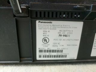 Panasonic Omnivision PV - V4611 VHS Player 4 - Head VHS VCR Video Cassette Recorder 6