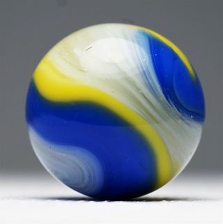 Vintage Marble: Nm,  5/8 Akro Popeye Corkscrew Blue,  Yellow - One Killer Old Mib