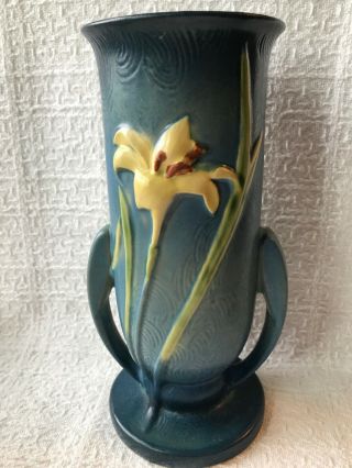 Vintage Roseville Pottery Usa Zephyr Lily Vase No.  133 8 " Mid Century Art Deco