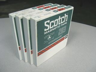 4 Scotch 203 - 18w2 Dynarange 7 " Reel Audio Tape Nos In Plastic & Pasteboard Cases
