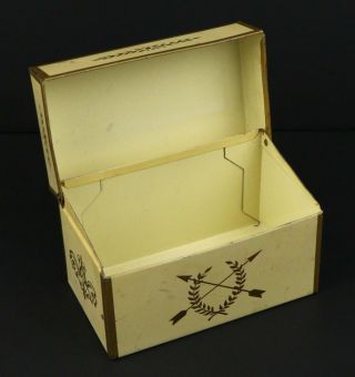 Vintage Ohio Art Co BRYAN O Recipe Box Metal Tin For 3x5 Cards Yellow Arrows USA 2