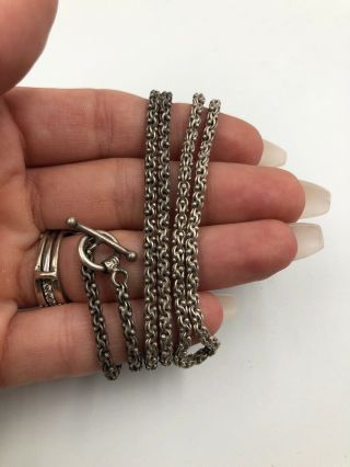 Sterling Silver Vintage 925 Italy Unique Link Long Chain Necklace 608