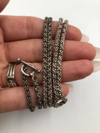 Sterling Silver Vintage 925 Italy Unique Link Long Chain Necklace 608 2