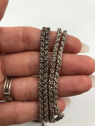 Sterling Silver Vintage 925 Italy Unique Link Long Chain Necklace 608 3