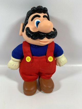Vintage 1989 Applause Mario Bros Mario Plush Doll Toy Nintendo Vinyl 8” H4