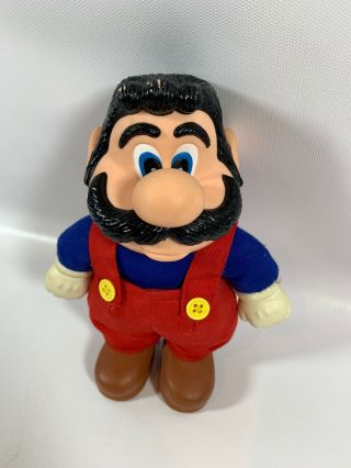 Vintage 1989 APPLAUSE Mario Bros MARIO Plush Doll Toy Nintendo Vinyl 8” H4 2