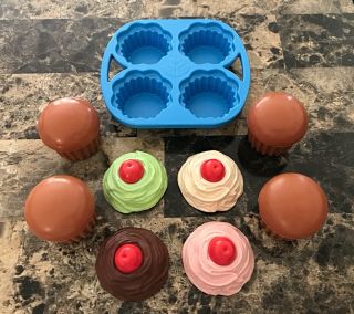 Vintage Fisher Price Fun With Food Cupcakes Icing Muffin Tin Dessert 9pc