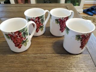 Royal Doulton Vintage Grape Mugs England Set Of 4