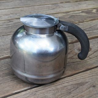 Vintage Nicro Stainless Steel Chicago Coffee Pot Kettle Carafe With Black Handle