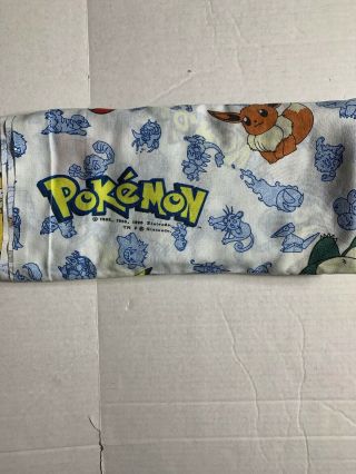 Vintage 1998 Pokemon Fitted Twin Bed Sheet For Bedroom Or Sewing / Craft Fabric