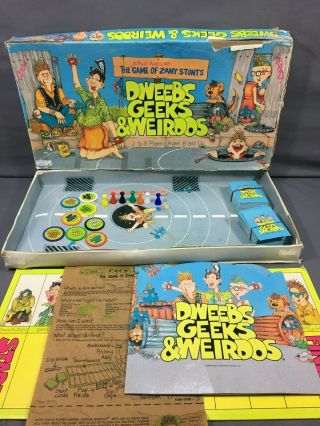 Vintage 1980 Dweebs Geeks & Weirdos The Game Of Zany Stunts Board Game 4248