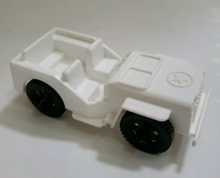 Vintage Tim - Mee Toys White Plastic Jeep,  Aurora Illinois Made In The U.  S.  A.