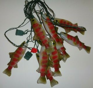 Vintage Blow Mold Rainbow Trout Fish Lights Patio/man Cave String Lights Outdoor