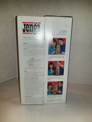 Vintage 1986 Jenga Wooden Block Milton Bradley Game 100 Complete Made In USA 3