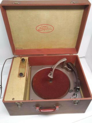 Vintage 1960 Symphonic Portable Suitcase Phonograph Record Player Model 759