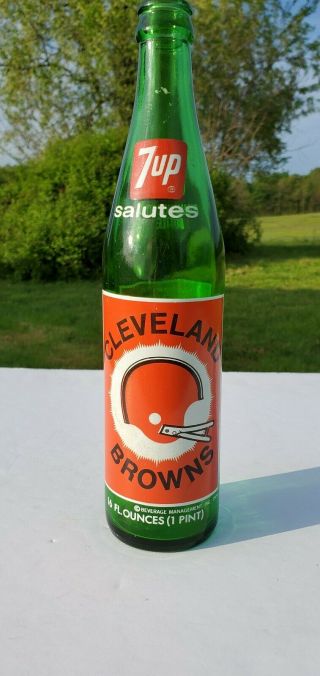 Vintage Cleveland Browns 7up Bottle - Acl - Commemorative Football