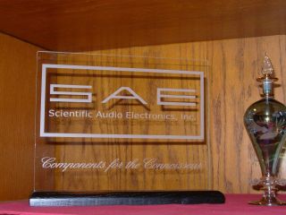 Scientific Audio Electronics (sae) Etched Glass Sign W/base