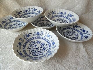 Vintage J.  G.  Meakin - Blue Nordic - Blue Onion - Salad Cereal Bowls 6