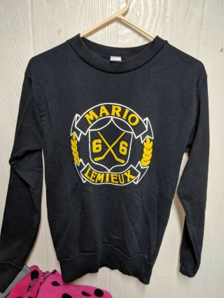 Vtg 1980s Mario Lemieux 66 Pittsburgh Penguins Sweatshirt Mens Medium nhl 2