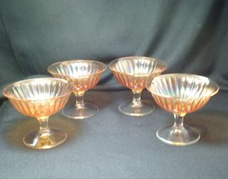 Vintage Marigold Carnival Glass Master Bowl and 4 Berry Sherbet Bowls Set 4