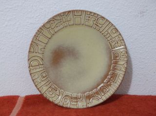 Vintage " Frankoma " Desert Gold Mayan Aztec " 7 " Dessert Plate Made Of Sapula Clay