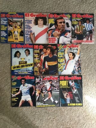 10 Vintage El Grafico Soccer Football Magazines From 1979 - 1980 Argentina