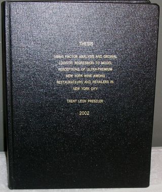 Bedell Cellars Ceo Trent L.  Preszler College Thesis Wine Business For Nyc (2002)