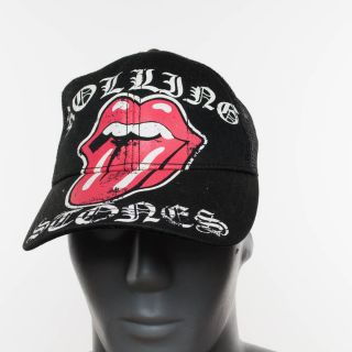 Rolling Stones Trucker Mesh Snapback Vtg Hat Cap Black Adjustable
