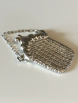 Vintage Sterling Silver Charm - Victorian Style Mesh Purse
