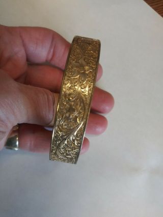 Vintage Dunn Brothers 1/20 10k Gold Filled Floral Hinged Bracelet