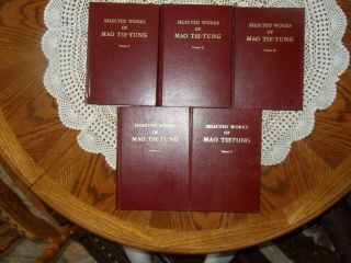 Selected Of Mao Tse - Tung In 5 Volume Set 1961 - 1975,  (leather,  Gold Leaf)