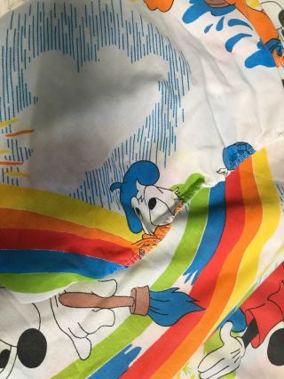 Vtg Walt Disney Mickey Mouse Donald Duck Rainbow Sheet Set Twin Pacific Made USA 3