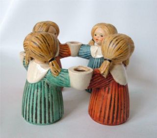 Vintage Goebel W German Circle Of Girls Ring Candle Holder 4 Cups Hx 326 1966