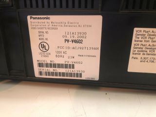 Panasonic PV - V4602 VCR 4 Head HiFi Stereo Omnivision VHS Player Recorder 8