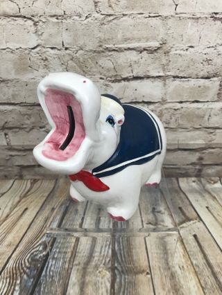 Vintage Nautical Hippo Piggy Bank Sailor Open Mouth Has Stopper