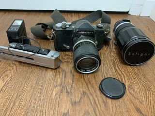 Vintage Nikon Nikkormat Camera With Extra Lens Read