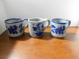 3 - Vintage 1997 & 8 Bastine NoblesviIle In Pottery Blue Splatterware MUGS 2