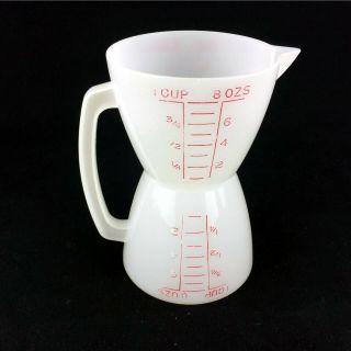 Vintage Tupperware Double Measuring Cup 2 Sided Wet & Dry 1 Cup 8oz Measur - Twin