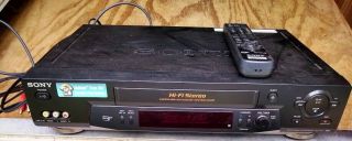 Sony Slv - N71 Hi - Fi Stereo Vhs Vcr 4 - Head Player Recorder With Remote,  Cable