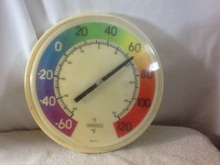 Vintage Springfield Made In The Usa Outdoor Thermometer With Rainbow Colors