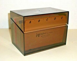 Vintage Sterling See Thru File Box 5x3 W/ Oxford A - Z Index & 200 Index Cards
