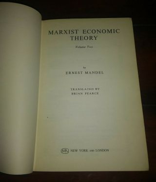 Marxist Economic Theory Vol 2 and Capital Vintage Books Karl Marx Ernest Mandel 5