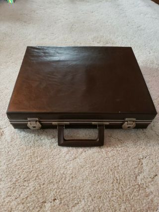 Vintage Audio Cassette Tape Carrying Case Holds 36 Brown Briefcase W/Tapes 3