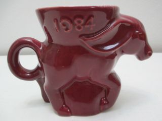 Vintage Frankoma Pottery Political Mug Democrat Donkey 1984 Mulberry Glaze