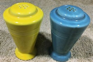 Vintage Homer Laughlin Harlequin Yellow//blue Salt Pepper Shaker Set Delightful