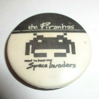 Vintage The Piranhas Space Invaders Button Badge Pin C1980s