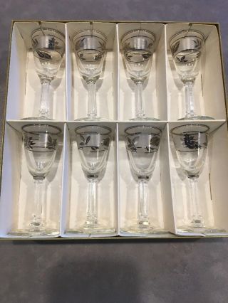 Vintage Hostess Glassware Styled By Libbey Silver Foliage Stemware 8 Goblets