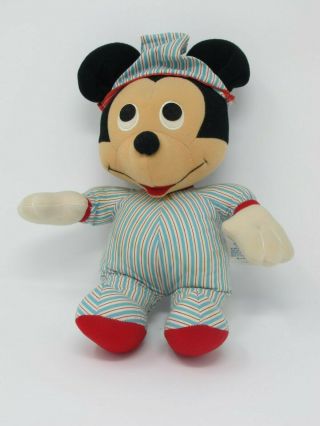 Vintage Hasbro Softies Baby Mickey Mouse Plush 12 " Stuffed In Pajamas Disney