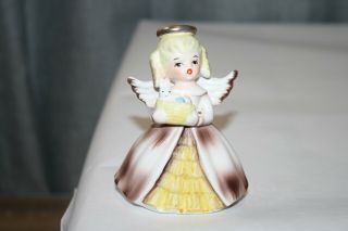 Vintage Inarco April Angel Of The Month Figurine Holding Easter Bunny Egg E - 1187